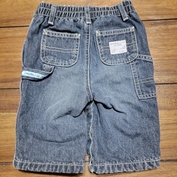 The Childrens Place Denim Infant Pull On Denim Carpenter Jeans - Size 3-6 Mos. - Picture 4 of 7